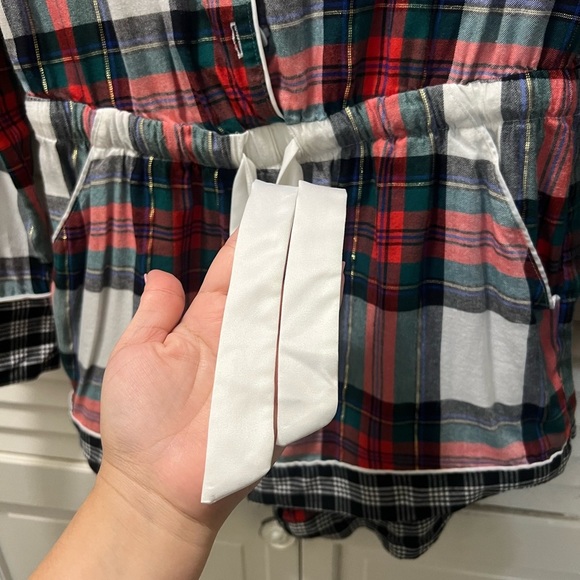 Victorias Secret LOVE Rhinestone Plaid Pajamas Romper - Picture 9 of 9